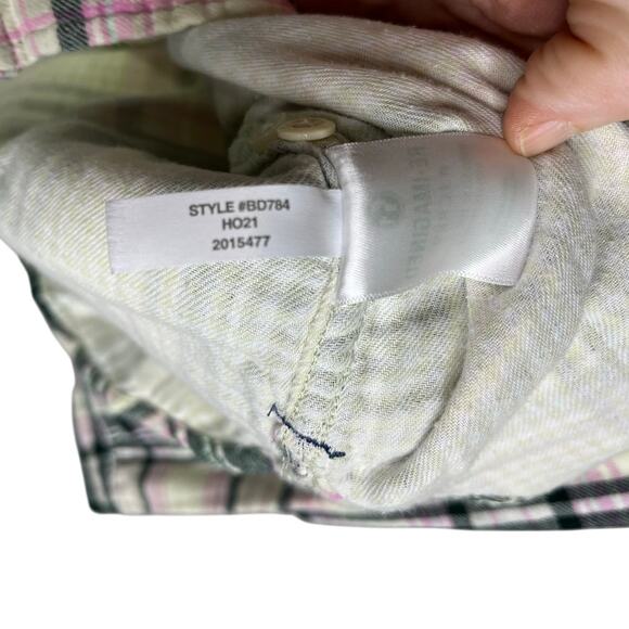 J.CREW Classic Flannel Shirt Womens Sz S Pink Cream Plaid Button Up Long Sleeves - Picture 7 of 8